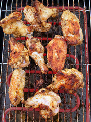 close up grilled chicken, selective focus.