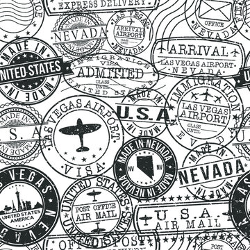 Las Vegas Nevada Stamps. City Stamp Vector Art. Postal Passport Travel. Design Set Pattern.