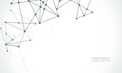Network nodes, digital connection background with polygonal shapes on white, Vector. science technology, data structure, connected points, web.