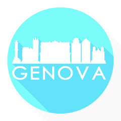 Fototapeta premium Genova Italy Flat Icon Skyline Silhouette Design City Vector Art.