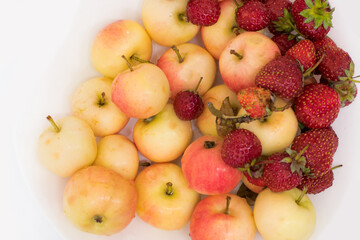 Many apples on a white background