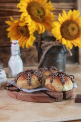 delicious chocolate cake on the table