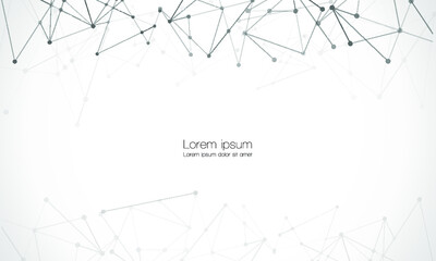 Network nodes, digital connection background with polygonal shapes on white, Vector. science technology, data structure, connected points, web.