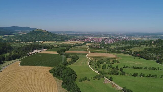 Drone flight to hill Limburg near German city Weilheim an der Teck 4 of 4