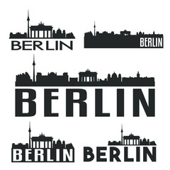Berlin Germany Flat Icon Skyline Vector Silhouette Design Set. © josepperianes
