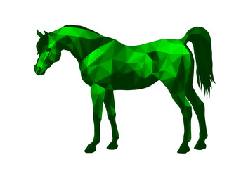 horse, isolated amber image on white background in low poly style	
