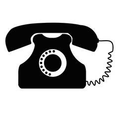 Retro rotary dial telephone, landline phone, vector image, graphic illustration