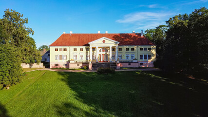 Aerial View of the  Durbe Manor Castle, Tukums, Latvia.old Mansion of Former Russian Empire.