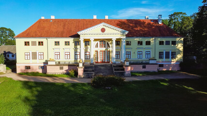 Aerial View of the  Durbe Manor Castle, Tukums, Latvia.old Mansion of Former Russian Empire.