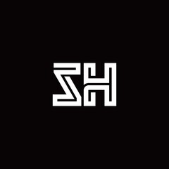 SH monogram logo with abstract line