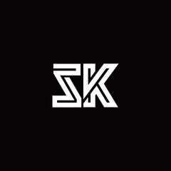 SK monogram logo with abstract line