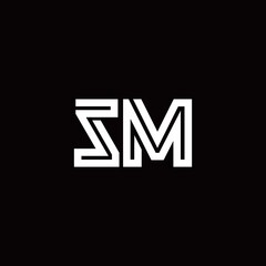 SM monogram logo with abstract line