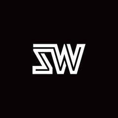 SW monogram logo with abstract line