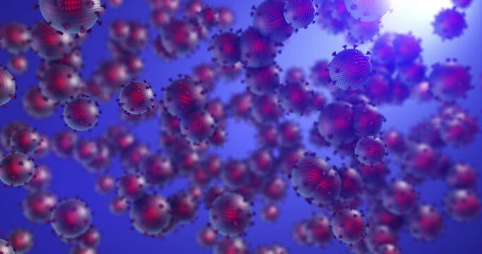 Pandemic Corona Virus Disease Under Microscope. Dangerous Virus Outbreak. Health And Science Related High Quality Seamless Loop Virus CG Animation.