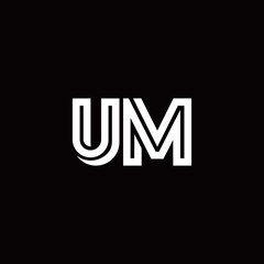 UM monogram logo with abstract line