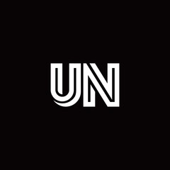 UN monogram logo with abstract line