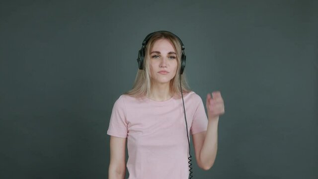 Sexy girl with big headphones