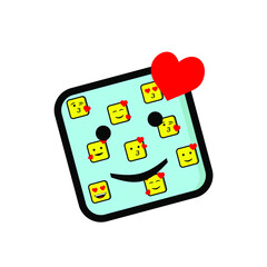 some yellow love emoji inside the blue emoji, smiley, message