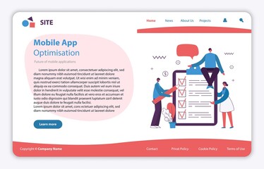 Web page site concept illustration in flat and clean design. Landing page, single page application for mobile development, optimization, design.