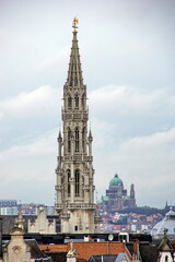 Fototapeta premium Tower of Town Hall of the City of Brussels.