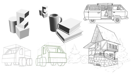 light sketches in the style of a simple pencil