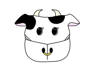 マスクをしている牛のイラスト