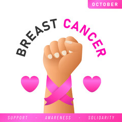 World Breast Cancer poster. web banner. Breast Cancer Awareness Pink Ribbon. Vector illustration.