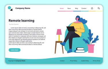 Web page site concept illustration in flat and clean design. Landing page, single page application for online remote learning and education.
