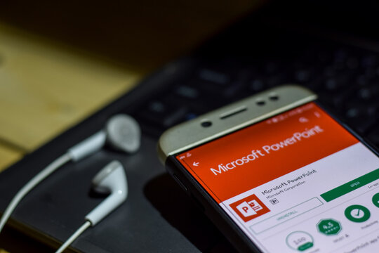 Microsoft PowerPoint dev app on Smartphone screen. PowerPoint is a freeware web browser developed by Microsoft Corporation