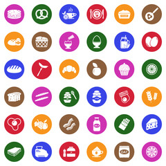 Breakfast Icons. White Flat Design In Circle. Vector Illustration.