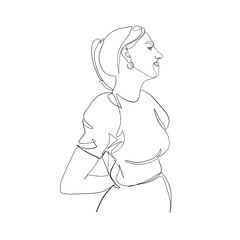 Hand drawing woman portrait drawn in one continuous line style. Linear woman. 