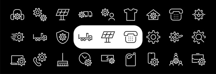 A simple set of settings and options related to Vector Line Icons. Contains icons such as set time, business, phone, and more. Editable Stroke.. 480x480