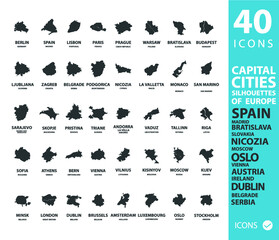 Silhouette of Capital cityes of Europe,
Stockholm,Oslo,Berlin,Paris,Luxembourg,Amsterdam,Minsk,London,Budapest,Dublin,
Madrid,Lisbon,Prague,Warsaw,Bratislava,Zagreb