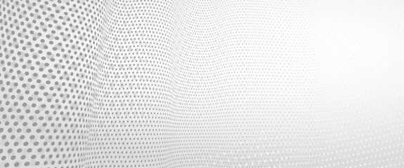 3D abstract monochrome background with dots pattern vector design, technology theme, dimensional dotted flow in perspective, big data, nanotechnology. - obrazy, fototapety, plakaty