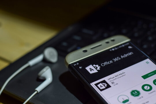 Office 365 Admin dev application on Smartphone screen. Office 365 Admin is a freeware web browser developed by Microsoft Corporation