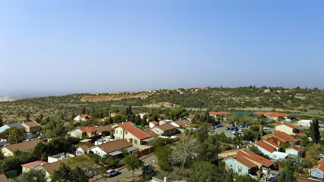 View from height of village Katzir and mountains around, Israel