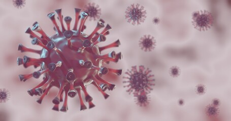 Corona Virus  SARS-CoV-2 - Microbiology & Virology 3d Rendering - red