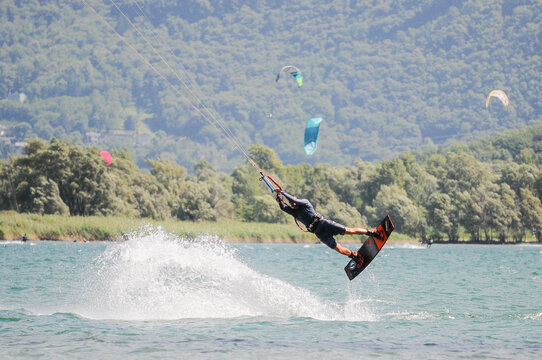 kite surfing on the beach