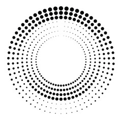 Halftone dots in circle form. round logo . vector dotted frame . design element
