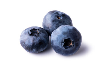 Ripe blueberries isolated on white background. Clipping path