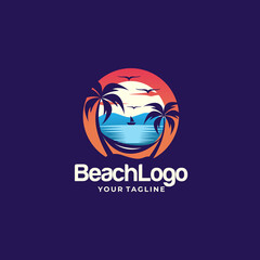 Beach logo design Vector template