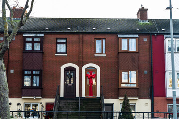 Classic houses with Christmas decoration in Dublin, Ireland