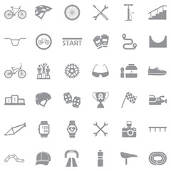 Biking Icons. Gray Flat Design. Vector Illustration.