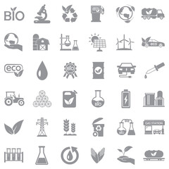 Bio Fuel Icons. Gray Flat Design. Vector Illustration.