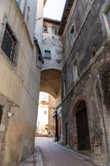 architecture of streets and buildings in the center of spoleto