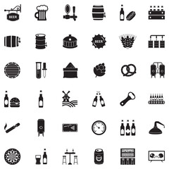 Beer Icons. Black Flat Design. Vector Illustration.