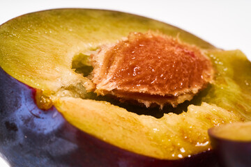 Macro photo of natural juicy plum 