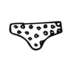 Doodle style drawing, underpants with circles, vector illustration for design and decoration, isolated on white background, black color outline drawing
