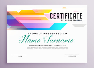 abstract colorful multipurpose certificate template in geometric style