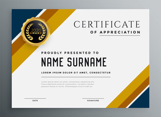 gold and blue multipurpose certificate design template